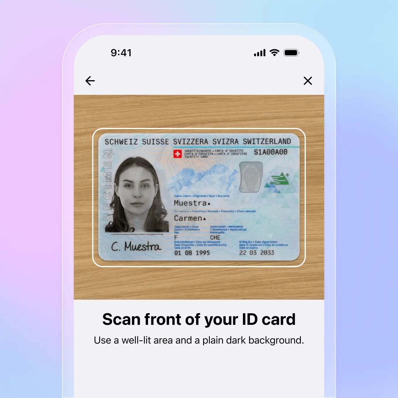 Card scanner app preview
