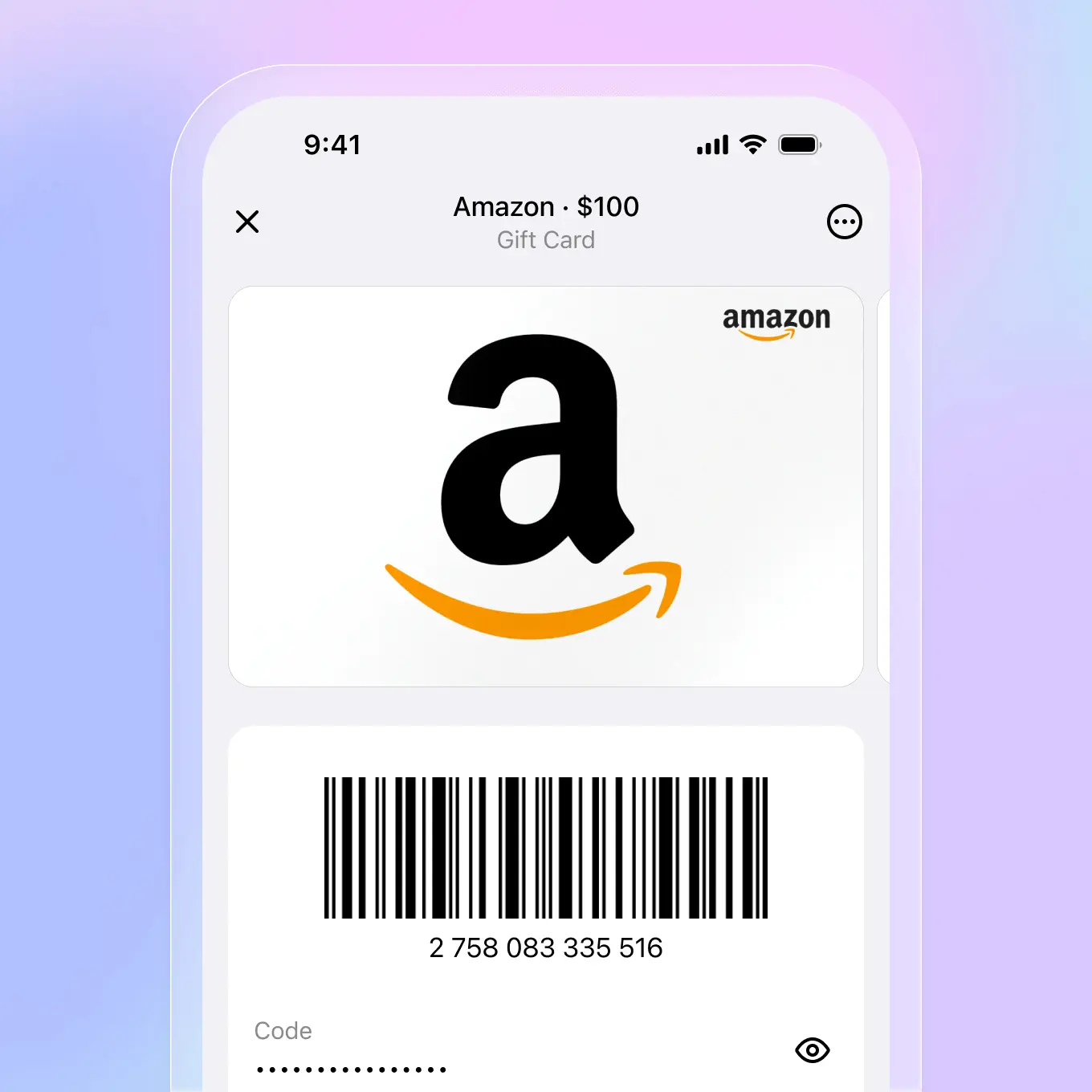 Gift card app preview